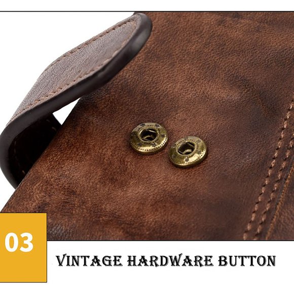 RSWSP Vintage Men's Genuine Leather Long Wallet w/ Detachable Zipper Pocket - Picture 12 of 13